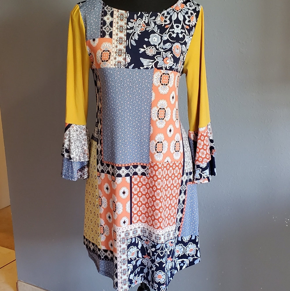Patchwork Shift/Tunic Dress -S